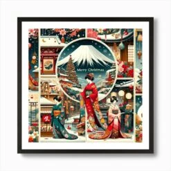Christmas In Japan Culture 1 Art Print -Xmas Gifts Hub m2Fgen2Fart print square framed black2F009d6a60 12fe 4bf7 9e47 53bdf7906e16