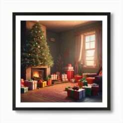 Christmas Tree In The Living Room 49 Art Print -Xmas Gifts Hub m2Fgen2Fart print square framed black2F02ae09e8 a444 4546 ac0b 56d5cc35de2b