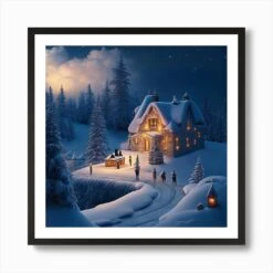 Christmas Village At Night Art Print 10 Christmas Village At Night Art Print -Xmas Gifts Hub m2Fgen2Fart print square framed black2F04360ffd 1601 46e4 b33b 6193b2e7224e