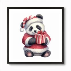 Christmas Panda Art Print -Xmas Gifts Hub m2Fgen2Fart print square framed black2F06968ce0 a369 4009 9608 f03eabae9a0e