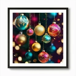 Christmas Ornaments 156 Art Print -Xmas Gifts Hub m2Fgen2Fart print square framed black2F075f8043 0398 4e36 916a 24ef49400871
