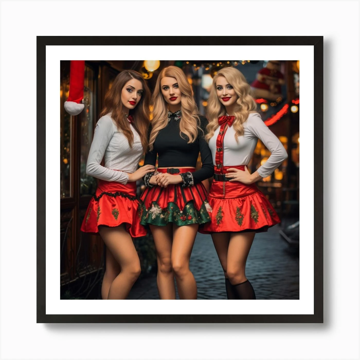 Three Beautiful Women On Christmas Eve 2 Art Print 5 Three Beautiful Women On Christmas Eve 2 Art Print - Image 3