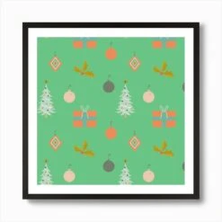 Christmas Tree Pattern Art Print -Xmas Gifts Hub m2Fgen2Fart print square framed black2F07e4995a 6165 4380 94bf 3c3e310da459