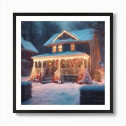 Christmas House 95 Art Print -Xmas Gifts Hub m2Fgen2Fart print square framed black2F0916411a fde2 4766 98a8 d33e00cb4acc