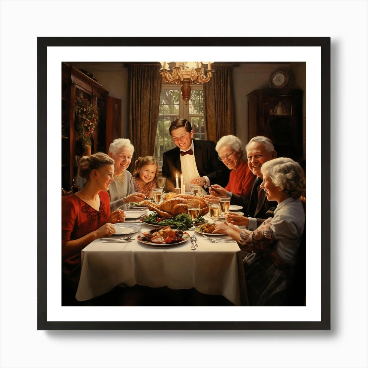 Christmas Dinner With Happy Family And Friends 1 Art Print 5 Christmas Dinner With Happy Family And Friends 1 Art Print - Image 3