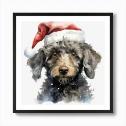 Dachshund Christmas Hat Art Print -Xmas Gifts Hub m2Fgen2Fart print square framed black2F0b4dbc76 2aa8 4d6f 9ab9 6344d9c6c56b