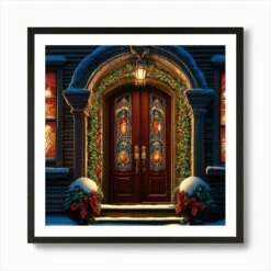 Christmas Door 76 Art Print -Xmas Gifts Hub m2Fgen2Fart print square framed black2F10910c13 b65c 439d 8def 0003c66f5451