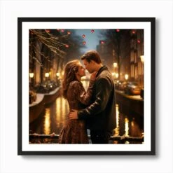 A Romantic Christmas Scene In Amsterdam 3 Art Print -Xmas Gifts Hub m2Fgen2Fart print square framed black2F113803b4 c414 43f8 a3f1 339b43b7ea6e