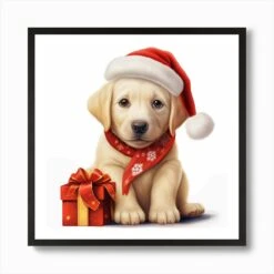 Christmas Labrador Puppy Art Print -Xmas Gifts Hub m2Fgen2Fart print square framed black2F12e1c3c4 1ec1 4586 b6b2 d30a7680b463