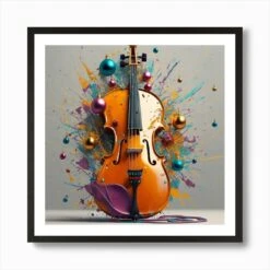 Christmas Violin Art Print -Xmas Gifts Hub m2Fgen2Fart print square framed black2F13374cb7 73fd 4a96 b812 6a0110b208db