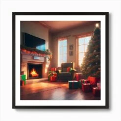 Christmas Tree In Living Room 5 Art Print -Xmas Gifts Hub m2Fgen2Fart print square framed black2F1b68db6c 97b4 4903 9806 0cce9f145594
