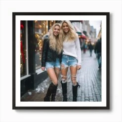 Sexy Girls Wearing Ripped Short Jeans And Boots On Christmas Eve In Amsterdam 1 Art Print -Xmas Gifts Hub m2Fgen2Fart print square framed black2F1c3cb83b 9e42 4ebf 904b e0c57cda95a5