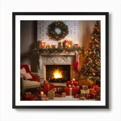 Christmas In The Living Room 2 Art Print -Xmas Gifts Hub m2Fgen2Fart print square framed black2F2525c006 3be9 438f ac49 367e8bc9da87