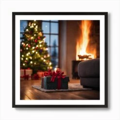 Christmas Tree In The Living Room 131 Art Print -Xmas Gifts Hub m2Fgen2Fart print square framed black2F2817f059 2e08 4597 ad4b 442fc123794c