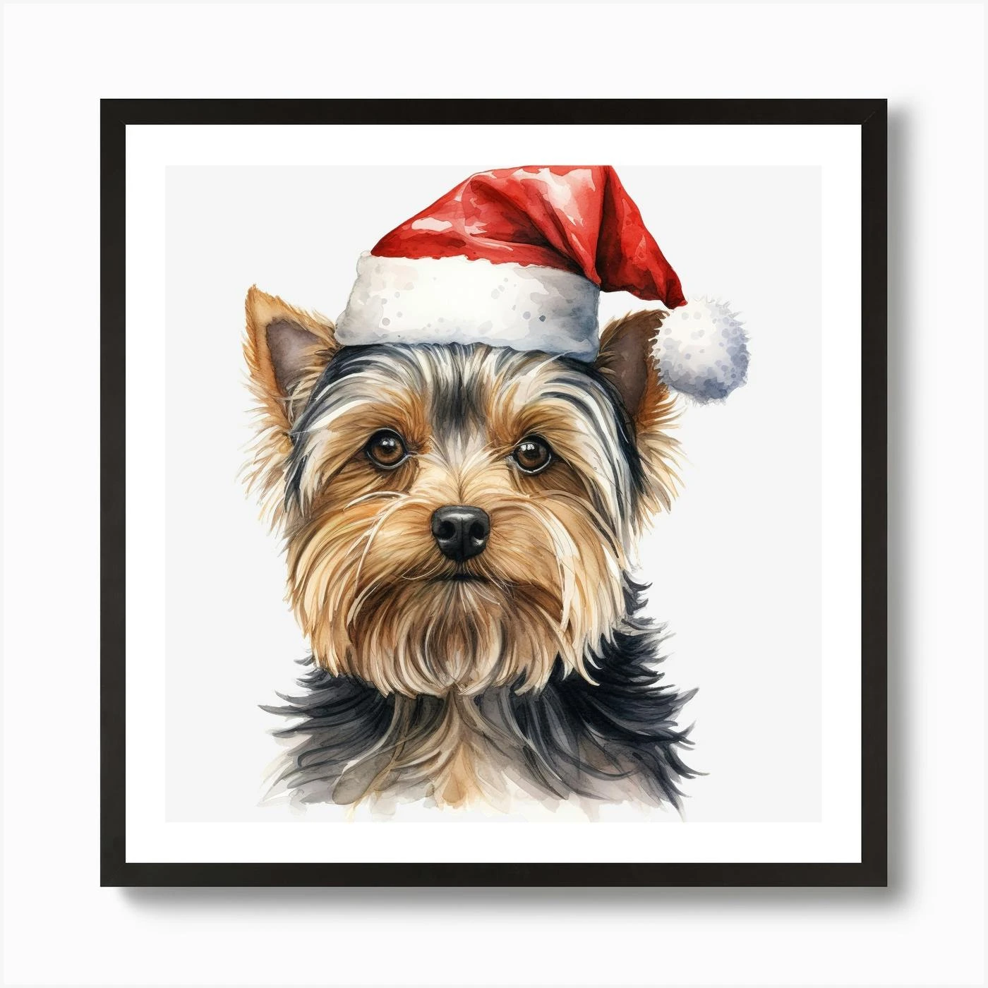 Yorkshire Terrier Christmas Hat 1 Art Print 5 Yorkshire Terrier Christmas Hat 1 Art Print - Image 3