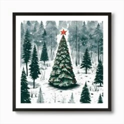 Christmas Tree In The Forest 97 Art Print -Xmas Gifts Hub m2Fgen2Fart print square framed black2F333b9959 6f2a 44cd a162 067c4ee994e0