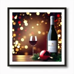 Christmas Wine 4 Art Print -Xmas Gifts Hub m2Fgen2Fart print square framed black2F360c37e0 ca41 4e95 b282 7b408987d4c6