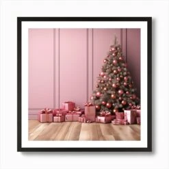 Christmas Tree With Presents Art Print -Xmas Gifts Hub m2Fgen2Fart print square framed black2F36810884 81fe 478c 816e d39ab19b2c5b