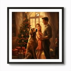 A Happy Family Standing Next To The Decorated Christmas Tree 5 Art Print -Xmas Gifts Hub m2Fgen2Fart print square framed black2F388766ad 4aae 4355 9260 d03b7e98258f