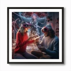 Virtual Reality Christmas 1 Art Print -Xmas Gifts Hub m2Fgen2Fart print square framed black2F38b34377 ffa8 470a b523 2afb86e67b55
