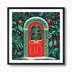 Christmas Door 6 Art Print -Xmas Gifts Hub m2Fgen2Fart print square framed black2F3acb0e03 1d3f 4be1 81e0 d726dfc8e8db