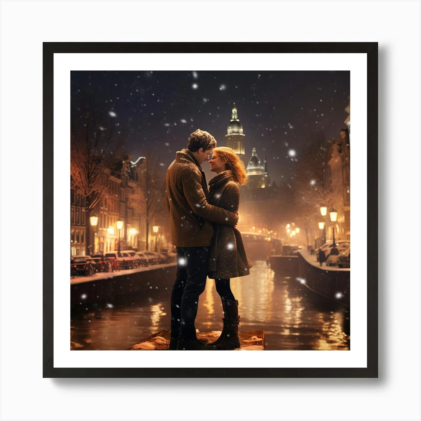 Romantic Christmas Scene In Amsterdam 2 Art Print 5 Romantic Christmas Scene In Amsterdam 2 Art Print - Image 3