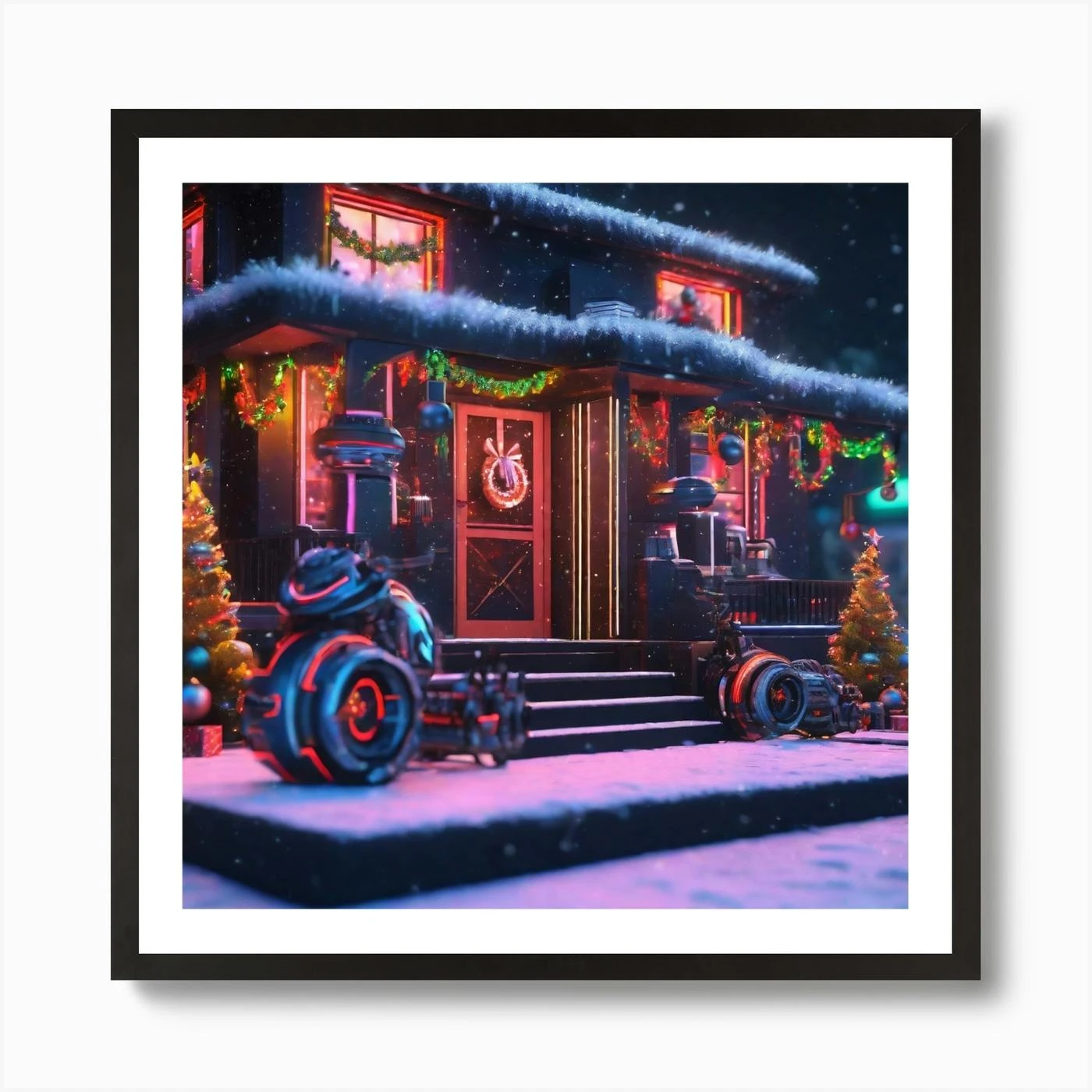 Christmas House In The Snow 7 Art Print 5 Christmas House In The Snow 7 Art Print - Image 3