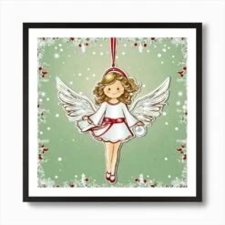Angel Christmas Ornament Art Print -Xmas Gifts Hub m2Fgen2Fart print square framed black2F427baf25 1ef3 4390 9ee9 754a75dd6c79