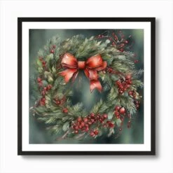 Christmas Wreath Art Print -Xmas Gifts Hub m2Fgen2Fart print square framed black2F43a7427c b198 4a3f a371 16855612b964
