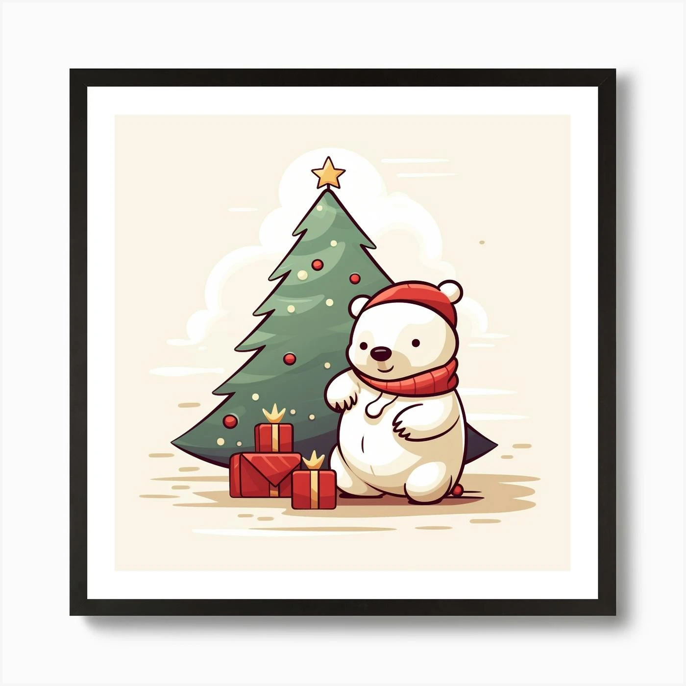Polar Bear With Christmas Tree 1 Art Print 5 Polar Bear With Christmas Tree 1 Art Print - Image 3