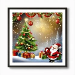Christmas Santa Art Print -Xmas Gifts Hub m2Fgen2Fart print square framed black2F49b28908 63b4 4176 bce4 bab8410dc18d