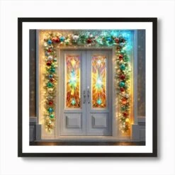 Christmas Garland Art Print -Xmas Gifts Hub m2Fgen2Fart print square framed black2F4cba6b70 b25c 4d93 a433 365f1b337700