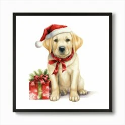 Christmas Labrador Retriever Art Print -Xmas Gifts Hub m2Fgen2Fart print square framed black2F52417337 0a16 4225 a9aa 15414c17f94d