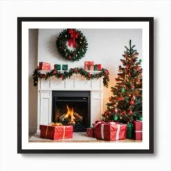 Christmas Tree And Presents 2 Art Print -Xmas Gifts Hub m2Fgen2Fart print square framed black2F53609488 2f22 492d 9d4c 85199684b86e