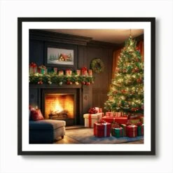 Christmas Tree In The Living Room 97 Art Print -Xmas Gifts Hub m2Fgen2Fart print square framed black2F53ae7cce 29c2 4287 8ba1 a4f3ae614f18
