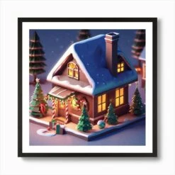 Christmas House 102 Art Print -Xmas Gifts Hub m2Fgen2Fart print square framed black2F54350a5e c1f4 4f1e ba89 b7e596d851ae