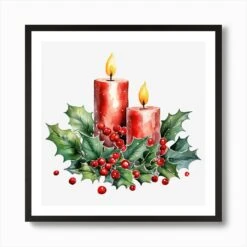 Christmas Candles With Holly 1 Art Print 10 Christmas Candles With Holly 1 Art Print -Xmas Gifts Hub m2Fgen2Fart print square framed black2F5964dc9c a336 4774 a429 c52b8558f12a
