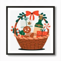 Christmas Basket Art Print -Xmas Gifts Hub m2Fgen2Fart print square framed black2F5ce549c0 fb8b 43b9 802b 788ff912f780