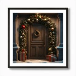 Christmas Door 174 Art Print -Xmas Gifts Hub m2Fgen2Fart print square framed black2F5f4f3414 19df 4ce9 b187 a93ab73c85d4
