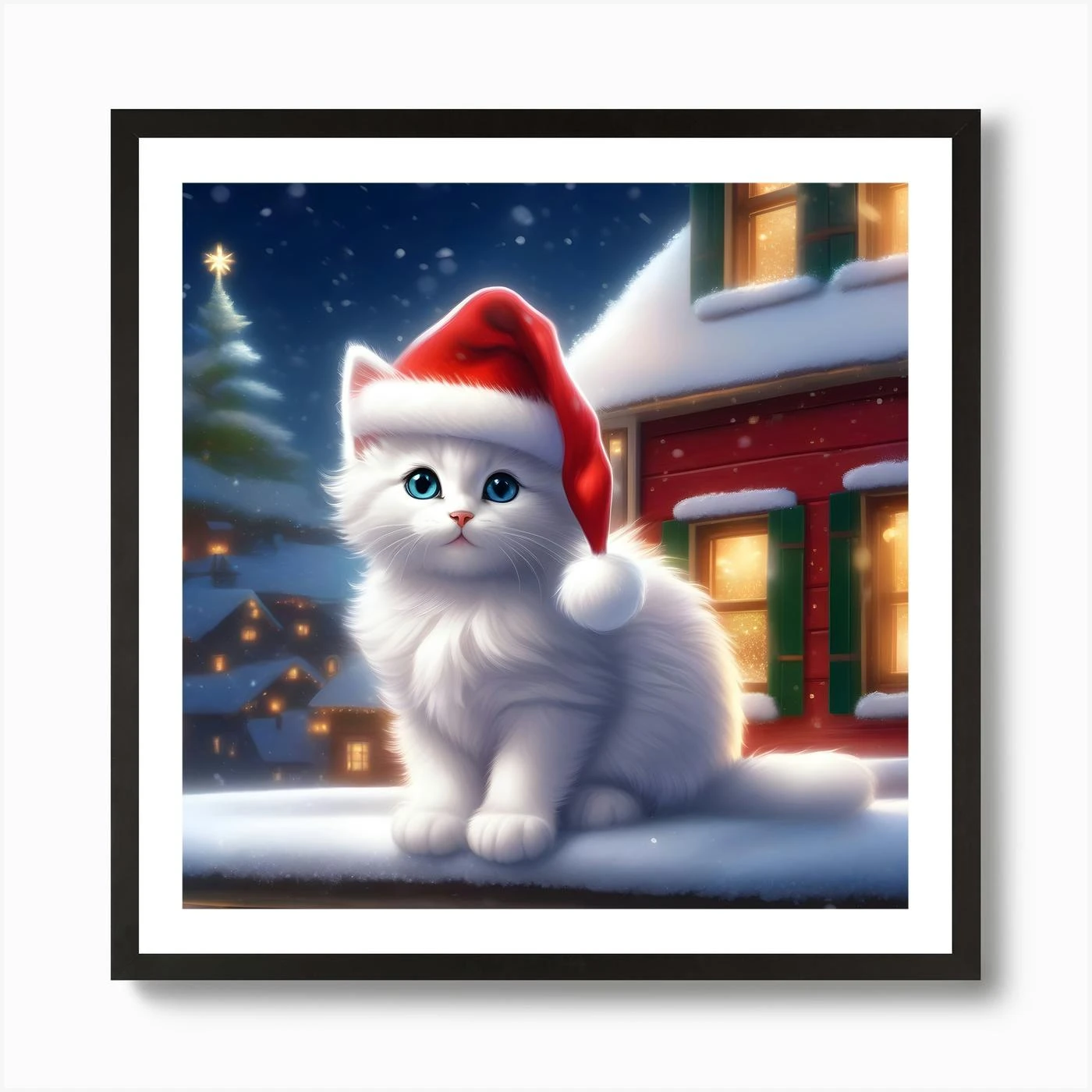Cute Christmas Kitten 2 Art Print 5 Cute Christmas Kitten 2 Art Print - Image 3