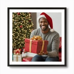 Happy Young Man With Christmas Gift Art Print 10 Happy Young Man With Christmas Gift Art Print -Xmas Gifts Hub m2Fgen2Fart print square framed black2F62fde770 eaad 4593 b9b3 94a7cebc89a5