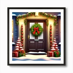 Christmas Door 41 Art Print -Xmas Gifts Hub m2Fgen2Fart print square framed black2F63aaa07e da62 454b 97d0 f2b88bfb9c36