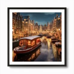 Amsterdam Enchanting Canal Side Christmas Market 1 Art Print -Xmas Gifts Hub m2Fgen2Fart print square framed black2F6801527b 5b59 4b91 bbec 8b4198b53fc8