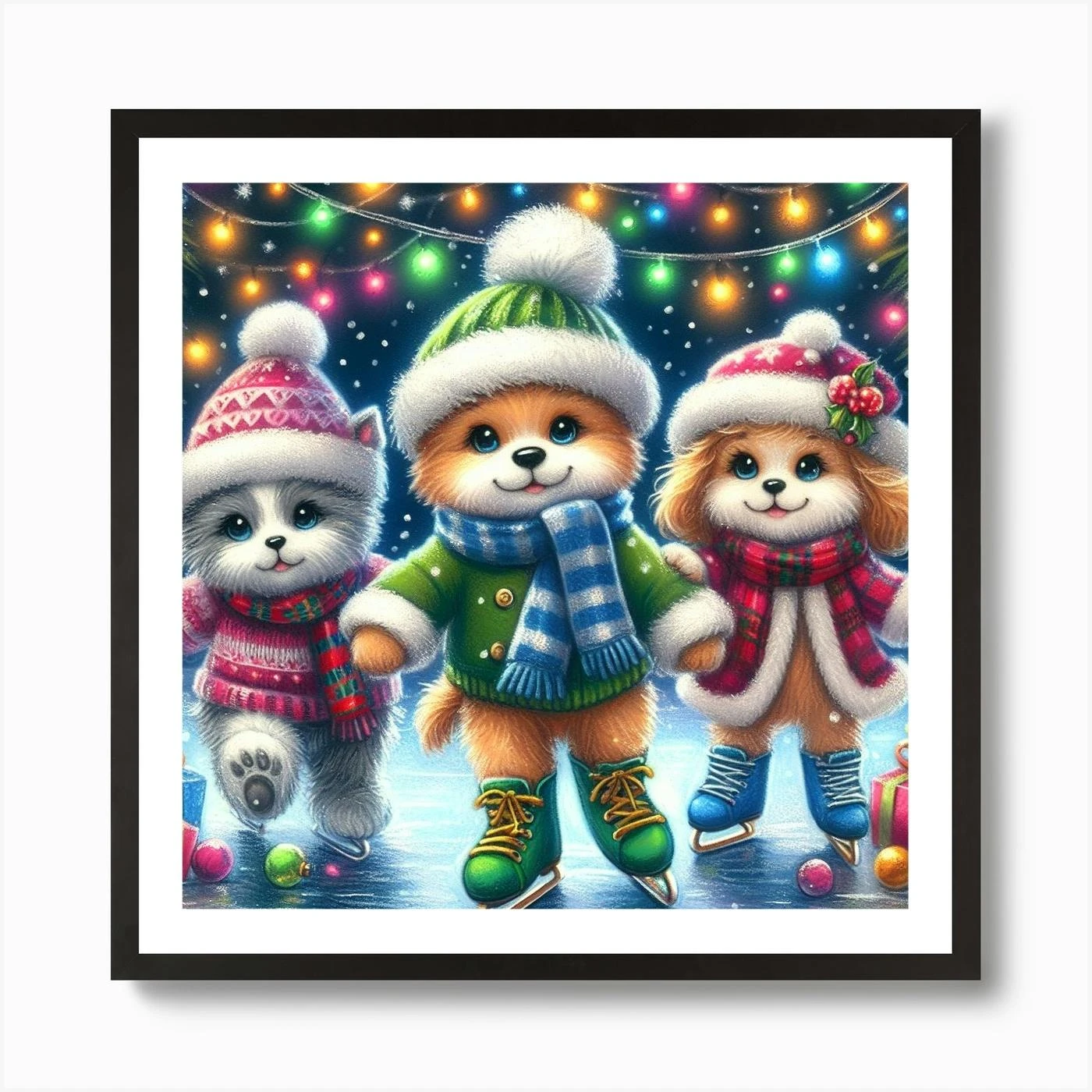 Christmas Ice Skating Art Print 5 Christmas Ice Skating Art Print - Image 3