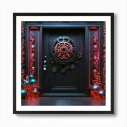 Christmas Door 157 Art Print -Xmas Gifts Hub m2Fgen2Fart print square framed black2F718da7ba 3082 4e1c acba dcb4d6c2a190
