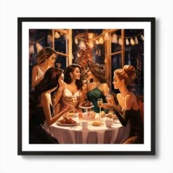 Christmas Party Scene With Gorgeous Women 2 Art Print -Xmas Gifts Hub m2Fgen2Fart print square framed black2F72eee627 c99c 48cc 8432 4faaaa16eac3