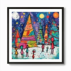Christmas In The Snow Art Print -Xmas Gifts Hub m2Fgen2Fart print square framed black2F7347c4ea a632 4ae2 b4e6 3f3924a23e57