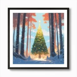 Christmas Tree In The Forest 20 Art Print -Xmas Gifts Hub m2Fgen2Fart print square framed black2F7378b1a6 2afc 4148 83a1 ea01a260e1b1