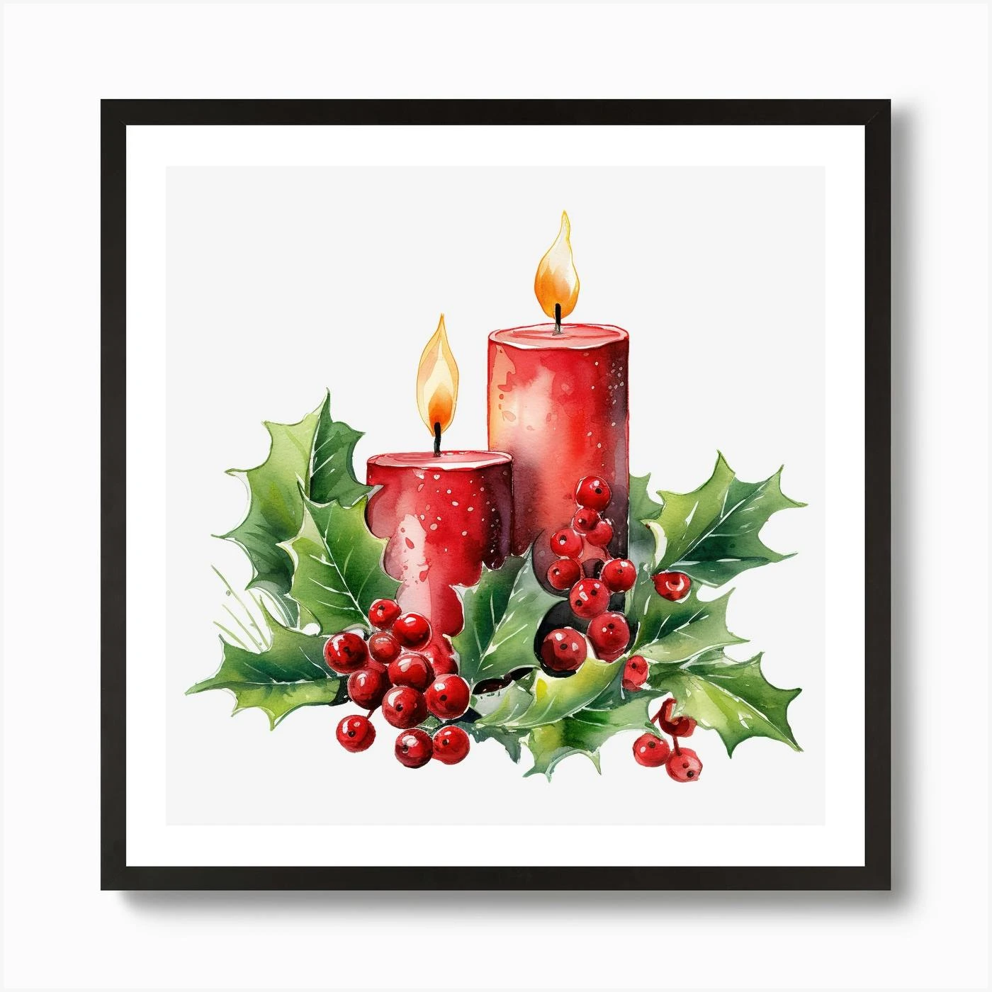 Christmas Candles With Holly 6 Art Print 5 Christmas Candles With Holly 6 Art Print - Image 3