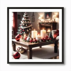 Christmas Decorations On Table In Living Room Mysterious (2) Art Print -Xmas Gifts Hub m2Fgen2Fart print square framed black2F7c8baf8a 5bad 482d afc3 53c302c390ad